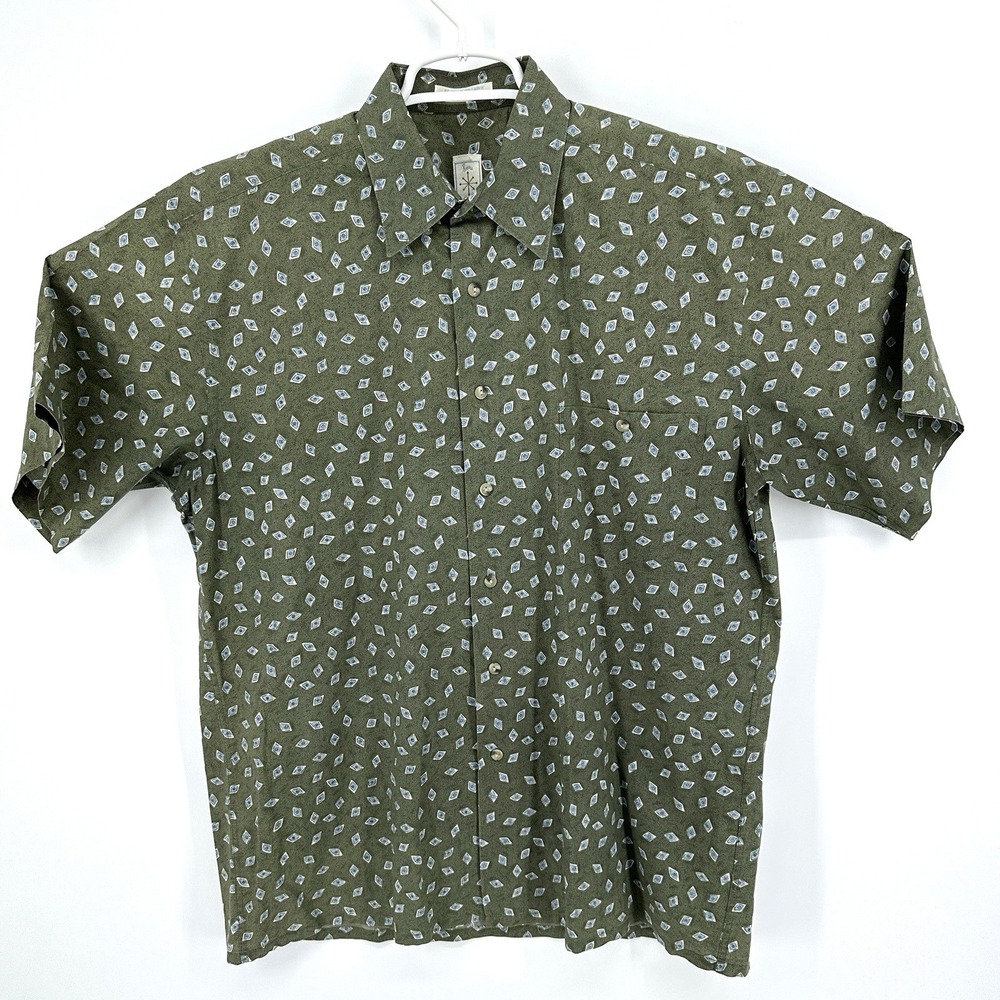 Vintage Burma Bibas Shirt Mens M Geometric Button Up Hawaiian 60s Single Lawn